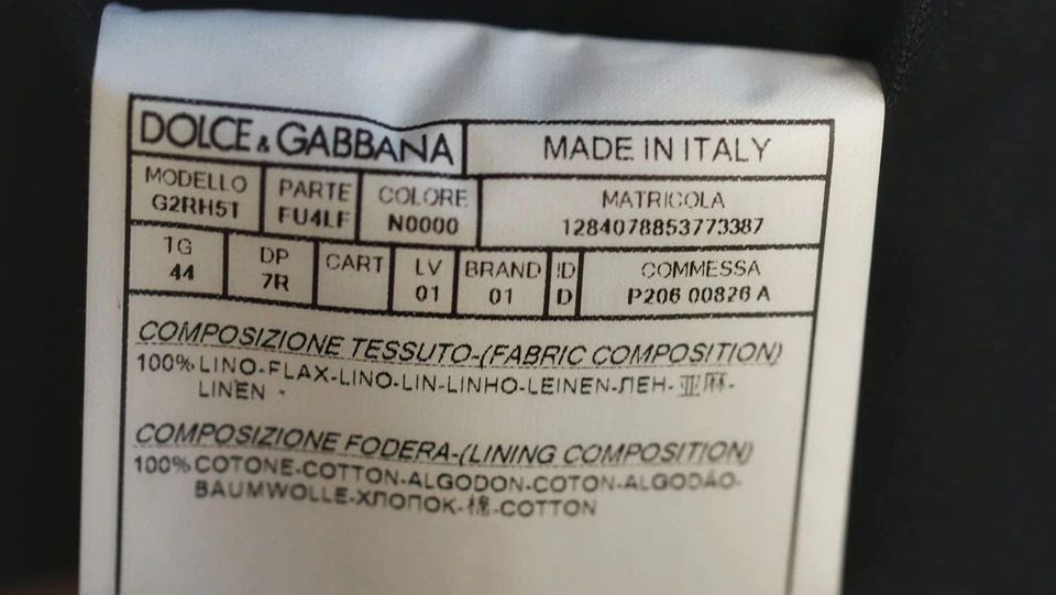 Blazer Dolce & Gabbana de lino negro ajustado IT44 / US34 $1500+ venta al por menor Foto 2 de 4