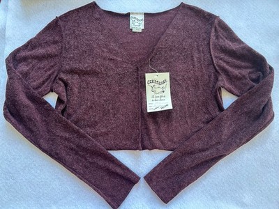 90s Ezra Danze Crop Dance Top M/L Maroon Y2K