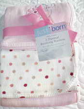 Receiving Baby Thermal Blankets 2 Just Born Pink White Floral Flower Just Born