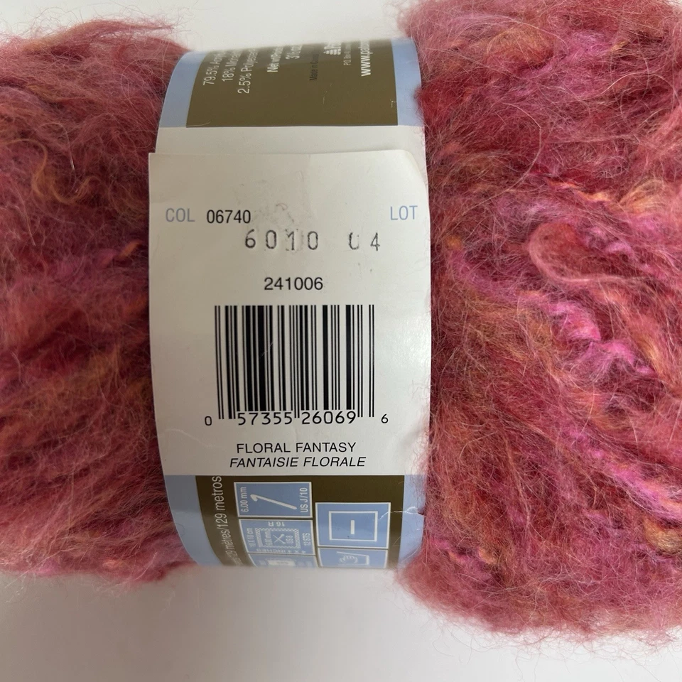 Patons Divine Rosa Oscuro Hilo Color Floral Fantasía 06740 Acrílico Mezcla Mohair Foto 3 de 4