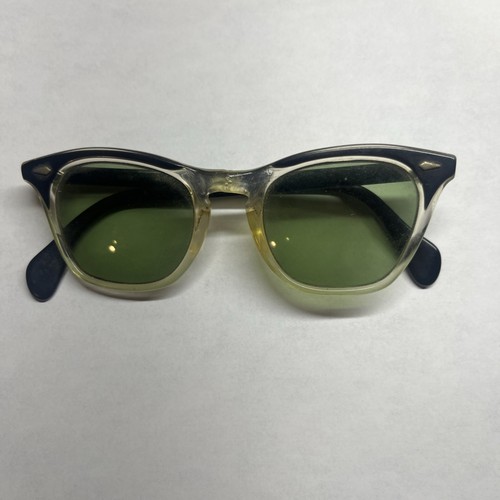 American Optical Vintage Eyeglasses Black Fade Green Tint prescription glasses
