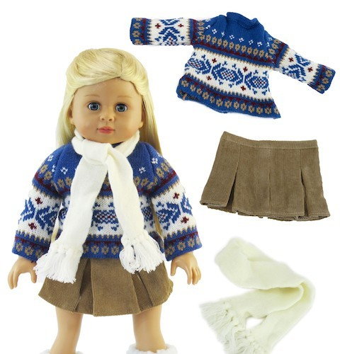 Blue Knit Sweater Skirt Set Fits 18" American Girl Doll Clothing | eBay