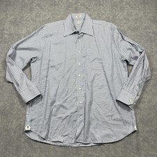Peter Millar Shirt Mens XL Blue Check 100 Cotton Dress Button Down Long Sleeve