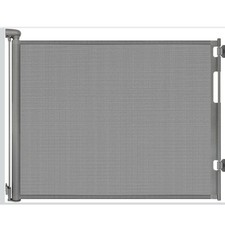 Retractable Baby Gate 55 Inch Wide Gray Mesh Dog Pet Safety Gate SG021 New