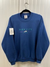 Vintage 1990s Cute Nature Crewneck Size Large Navy Park City Utah Made In USA