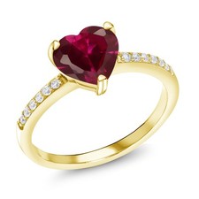 18K Yellow Gold Plated Silver 8MM Heart Shape Gemstone Birthstone Ring For