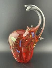Vintage Murano Art Glass Elephant Figurine Red And Gold 8.5” GLOWS