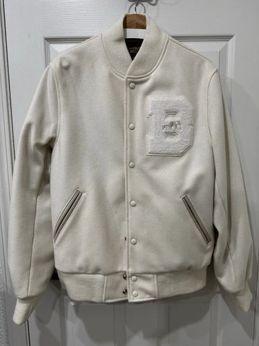 Brooklyn Circus BKC Wool Varsity Jacket - Oatmeal Gibson Oats XL Made In USA - product listing photo