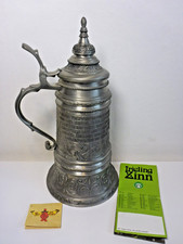 großer Zinnkrug m. Deckel 38 cm Frieling Zinn Humpen Krug 2,4 KG
