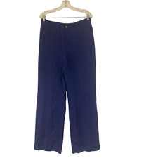 Lauren Ralph Lauren LRL Womens Wide Leg Trousers SILK Pants Size 6 Blue NWT