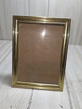 Vintage Etched Brass 5 X 7  Photo Picture Frame Gold Tone Metal MCM Easle Velvet
