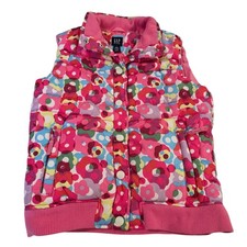 GAP Kids Puffer Vest Floral Print Color Block Size XXL 14-16 Winter Warm Style