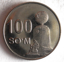 2018 UZBEKISTAN 100 SOM - Obscure Coin - AU/UNC - FREE SHIPPING - LC 139