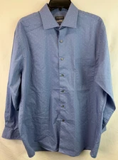 Van Heusen Flex Blue Button Up Men's Size Large 16.5 32/33