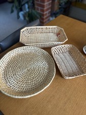 Vintage Set Of 3 Wicker / Rattan Storage Baskets