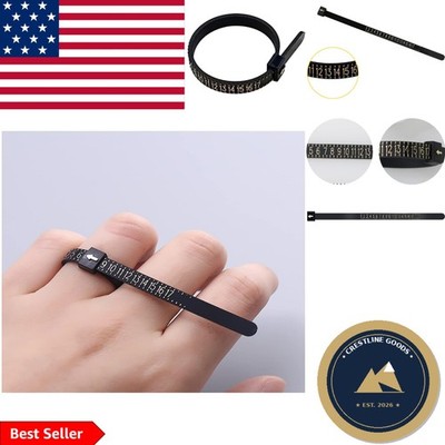 Accurate Black Ring Sizer Gauge - Reusable Finger Measuring Tool, Compact Design