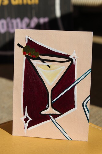 aceo original painting 2.5 x 3.5 acrylic mid century modern martini