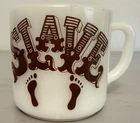 Federal Glass Slave Coffee Cup Mug Milk Glass White Brown Vintage