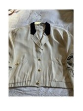 Vintage Cach  100 Silk  Cream Jacket Embroidered Sleeves Size L