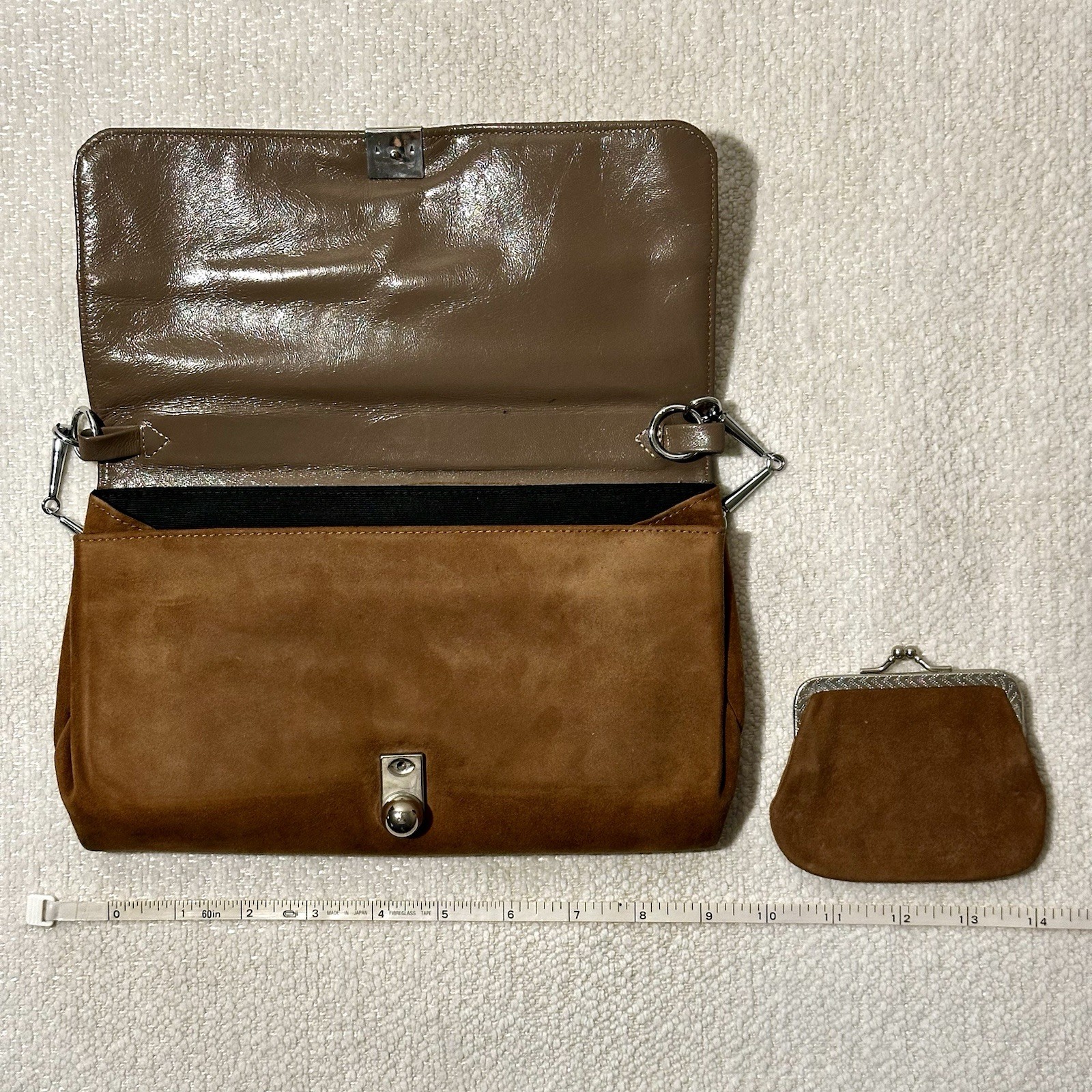 Leather Patchwork Shoulder Bag with Chain Strap - image 3