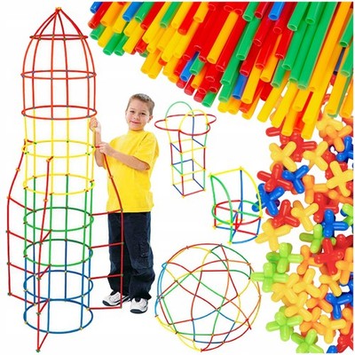 Konstruktionsspielzeug Set 800-tlg Bau-Strohhalme Bauset für Kinder 3D