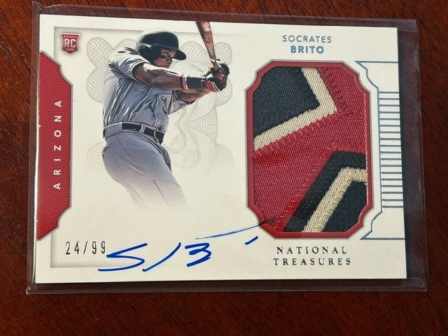 2016 Panini National Treasures  Socrates Brito  #198 Auto/Patch /99 view 3
