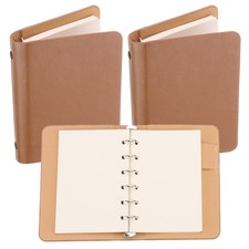 6 Ring Binder Cover, 2stk A7 Leder Notizbuch Binder mit 100 Blatt Papier, Braun