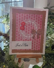 STAMPIN UP CARD KIT- WREATH JUST A NOTE Makes 4-Set #25.557
