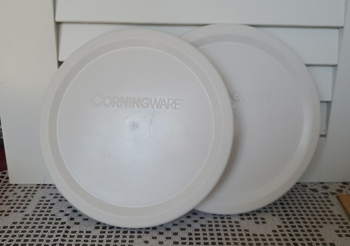 2 CorningWare V-16-PC F-16-PC White Plastic Lid Replacement 16oz 450ml Bowl VTG