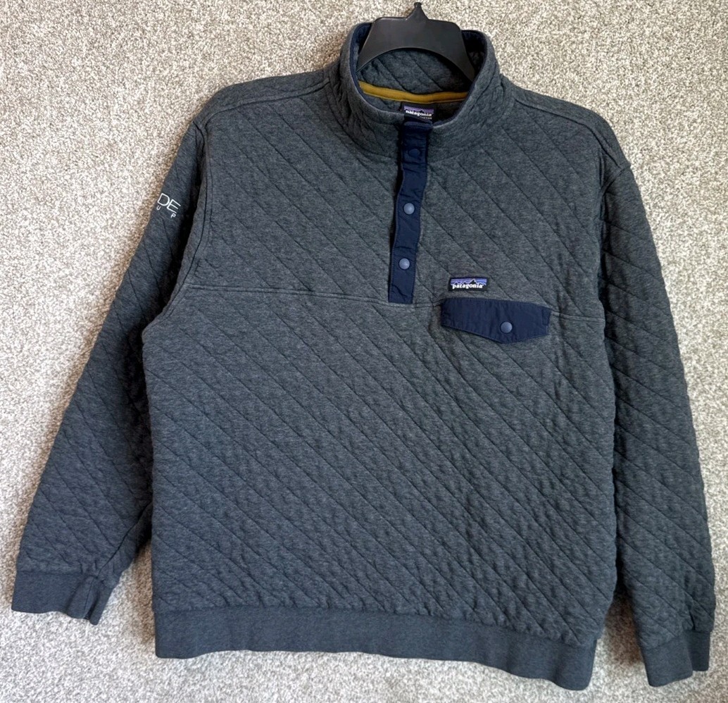 Patagonia Mens Forge Gray Organic Cotton Quilt Snap T Pullover Size XL