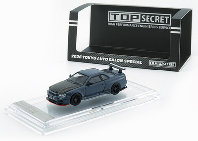 BM Creations X Top Secret Nissan BNR 34 - Grey Blue - 2026 TAS 1:64 Car 64B0498
