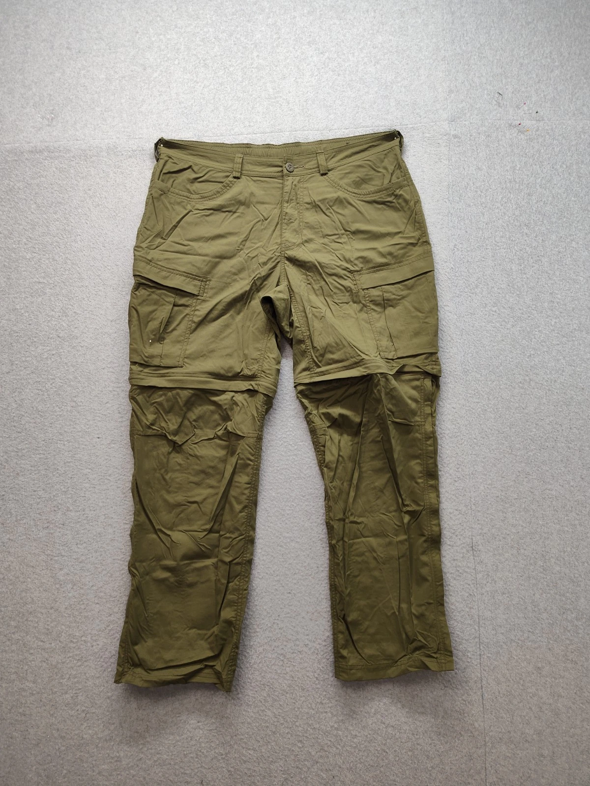 Rei Coop Men Cargo Pants 40W Green Mid Rise Straight leg Convertible Comfort