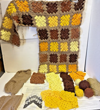 Crochet Knit Unfinished Afghan & 30 4" Granny Squares Instructions Vintage