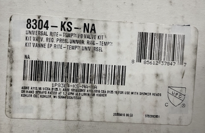 #ad Kohler K 8304 KS NA Rite Temp Pressure Balancing Valve Body and Cartridge Kit $44.99