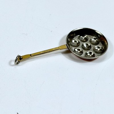 Dollhouse Miniature Aebleskiver Pan Silver Tone 7 Well Frying Pan 1:12 Scale