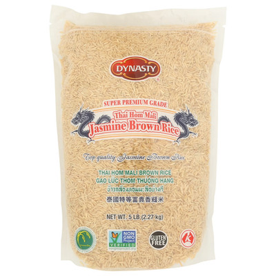 Dynasty Non-GMO Gluten-Free,Super Premium Grade Jasmine Brown Rice, 5 lb 1 Count