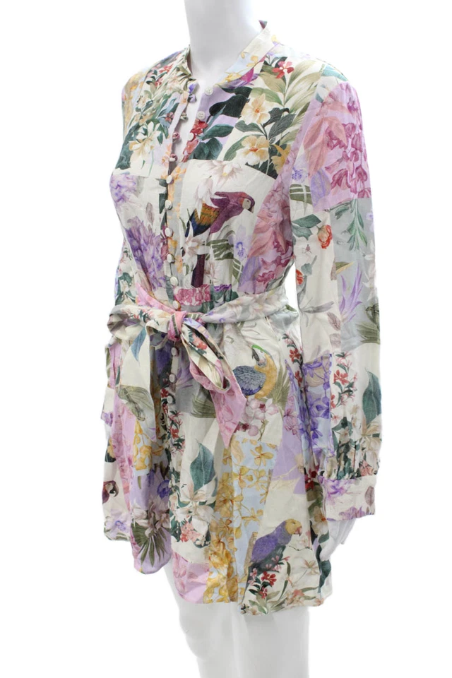 Vestido Camisa Zara Mujer Multicolor Floral Manga Larga Viscosa Talla S Foto 2 de 4