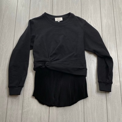 3.1 Phillip Lim Women's Black Twist Waist Pleated Bottom Sweater Size Small
