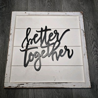 3D Better Together Wooden Wall Hanging  Decor Sign Wedding Prop White And Black 