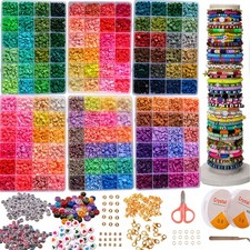 Clay Beads Bracelet Making Kit, 6 Boxes 20000 PCS 144 Colors Polymer Flat HE...