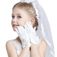 Girls White Gloves for First Communion, Princess, Tea Party 3-12 Years