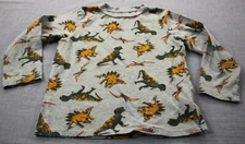 Tucker & Tate Boys Gray Dinosaurs T-Rex Print 100% Cotton LS Crewneck Shirt Sz 3
