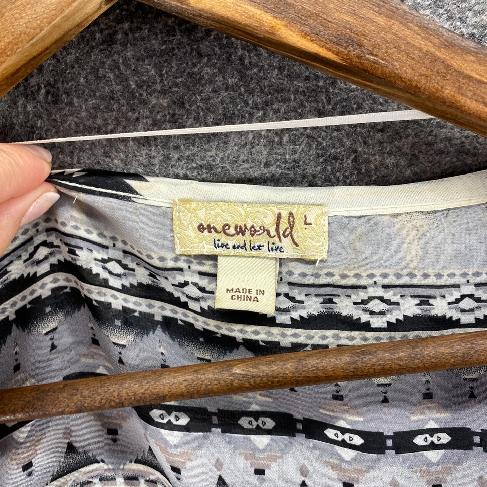 Блузка женская One World L большая черная в полоску пуловер с коротким рукавом повседневная - Изображение 3 из 4