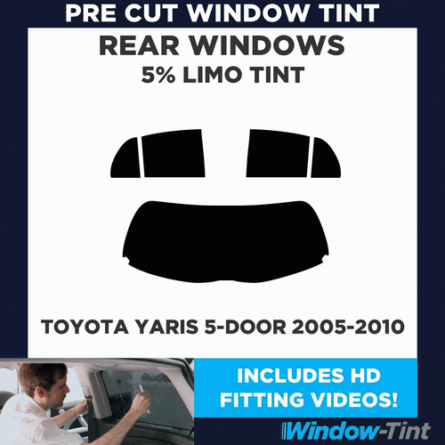 Pre Cut Window Tint for Toyota Yaris 5-door Hatchback 2005-10 5% Limo Black Rear - Picture 2 of 10