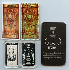 HFS Mint  SIN BALL Horny For Silver Numbers vary  1 OZ .999 silver Bar Frost Var