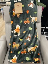 DOGS In Fall SWEATERS GLASSES 60x70  Throw Blanket Poodle Retriever Schnauzer