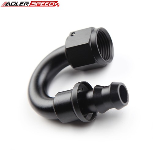 ADLERSPEED 2PCS Aluminum -8AN AN8 180 Degree Push-on Lock Hose Fitting Black US - Foto 3 di 8