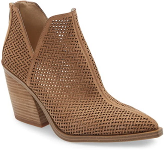 Vince Camuto Gibbela Perforated Woven Booties Tan Sz 10 EU 42 NEW
