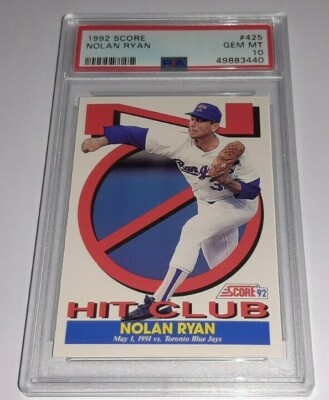 1992 Score #425 Nolan Ryan No Hit Club Card Graded PSA 10 Gem Mint