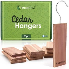 Cedar Blocks for Clothes Storage - 20 Pack Hang Ups - 100% Natural Aromatic C...